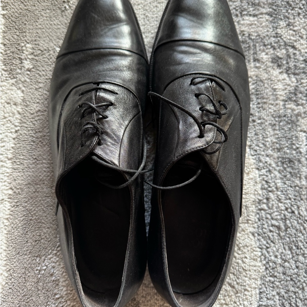 Prada Black Leather Oxfords